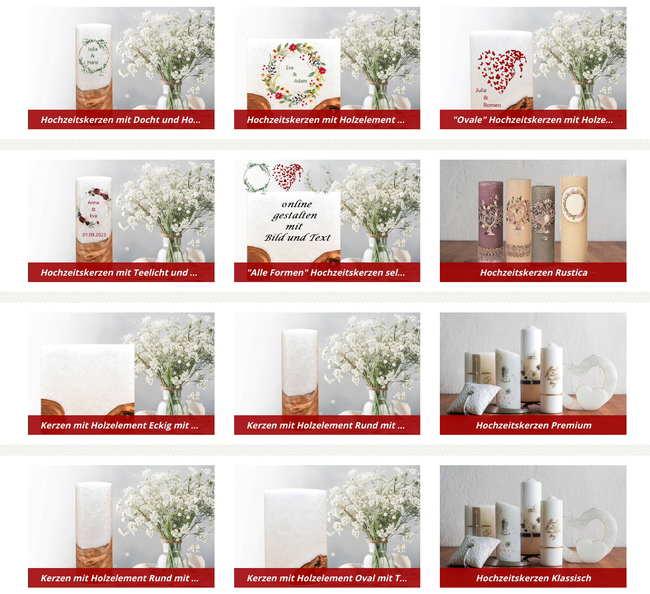 Hochzeitskerzen Onlineshop